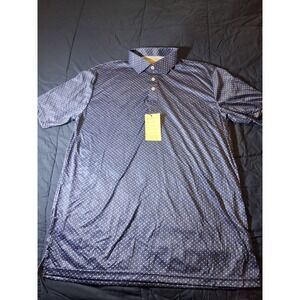 Collars and Co Mens Large Relaxed Geometric Print Performance Polo Shirt NEW